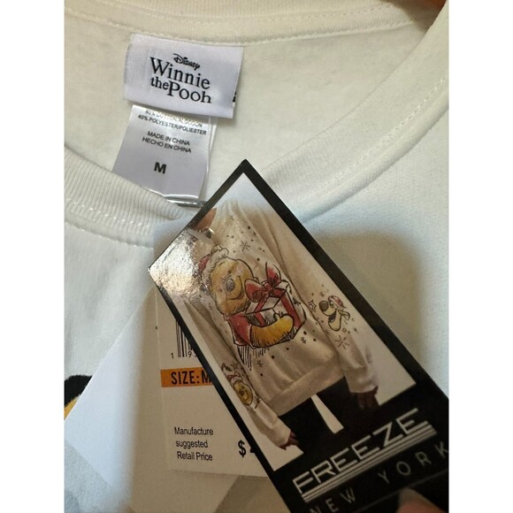 NEW NWT White Med WINNIE THE POOH Christmas Holiday LIGHT UP Roomy Sweatshirt - Picture 4 of 9